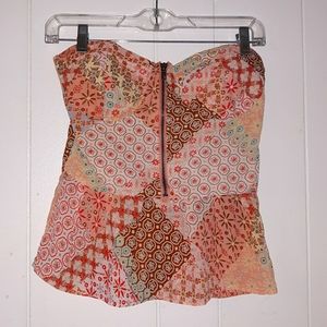 American Rag SM Ruffle Hem Patterned Tube Top